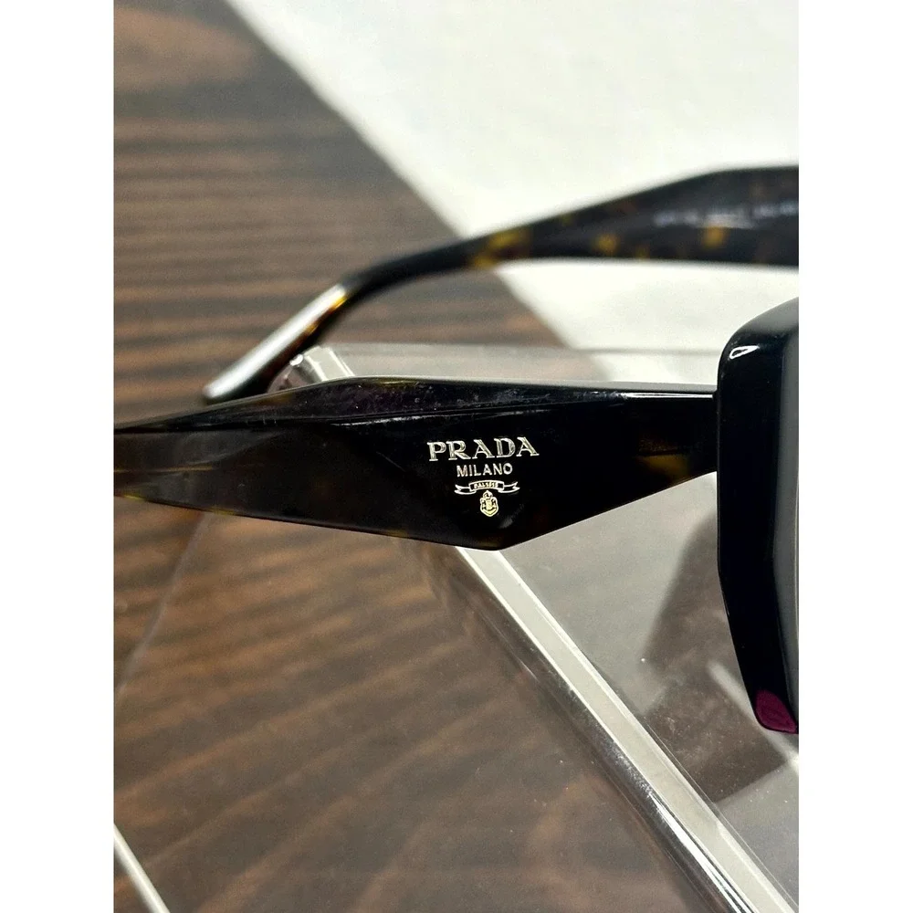 Prada SPR 19Z 2AU-6S1 Women's Brown Tortoise Sunglasses Cat Eye Full Rim 145 mm